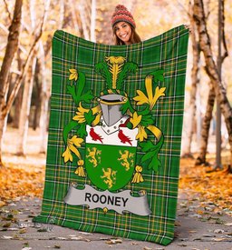 Scottish Rooney or O'Rooney Coat of Arms Family Crest Ireland Blanket Irish National Tartan Irish County Blanket