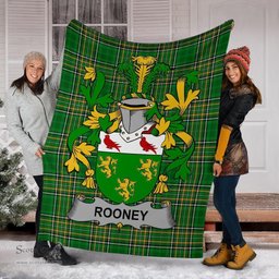 Scottish Rooney or O'Rooney Coat of Arms Family Crest Ireland Blanket Irish National Tartan Irish County Blanket