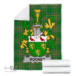 Scottish Rooney or O'Rooney Coat of Arms Family Crest Ireland Blanket Irish National Tartan Irish County Blanket