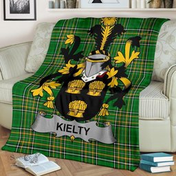 Scottish Kielty ot O'Quilty Coat of Arms Family Crest Ireland Blanket Irish National Tartan Irish County Blanket