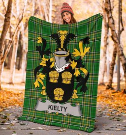 Scottish Kielty ot O'Quilty Coat of Arms Family Crest Ireland Blanket Irish National Tartan Irish County Blanket
