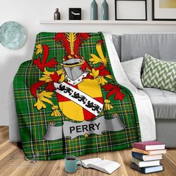 Scottish Perry Coat of Arms Family Crest Ireland Blanket Irish National Tartan Irish County Blanket