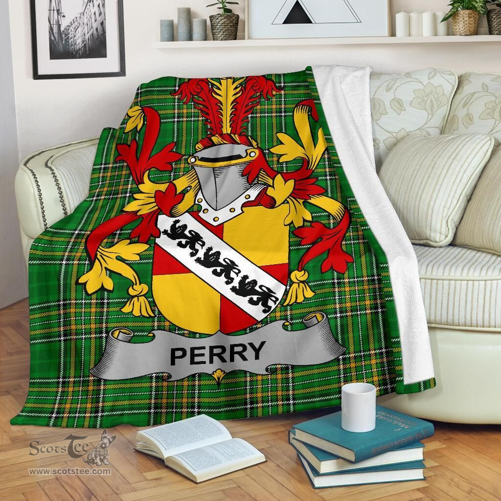 Scottish Perry Coat of Arms Family Crest Ireland Blanket Irish National Tartan Irish County Blanket