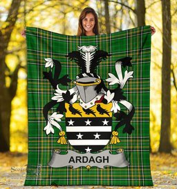 Scottish Ardagh Coat of Arms Family Crest Ireland Blanket Irish National Tartan Irish County Blanket