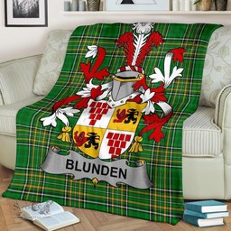 Scottish Blunden Coat of Arms Family Crest Ireland Blanket Irish National Tartan Irish County Blanket