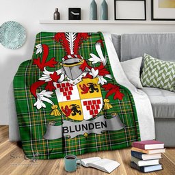 Scottish Blunden Coat of Arms Family Crest Ireland Blanket Irish National Tartan Irish County Blanket