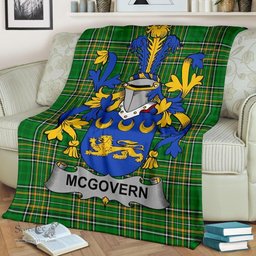 Scottish McGovern or McGauran Coat of Arms Family Crest Ireland Blanket Irish National Tartan Irish County Blanket