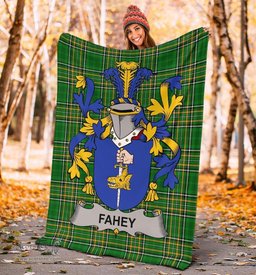 Scottish Fahey or O'Fahy Coat of Arms Family Crest Ireland Blanket Irish National Tartan Irish County Blanket