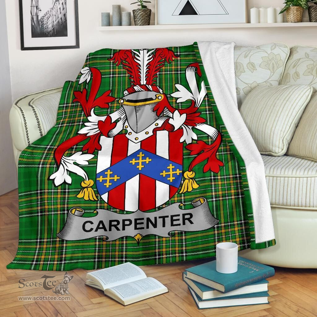 Scottish Carpenter Coat of Arms Family Crest Ireland Blanket Irish National Tartan Irish County Blanket
