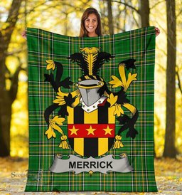 Scottish Merrick or Meyrick Coat of Arms Family Crest Ireland Blanket Irish National Tartan Irish County Blanket