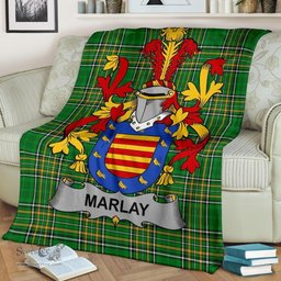 Scottish Marlay or O'Marley Coat of Arms Family Crest Ireland Blanket Irish National Tartan Irish County Blanket
