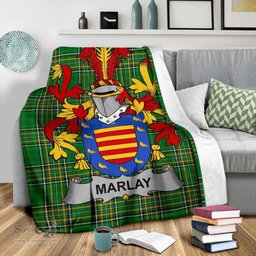 Scottish Marlay or O'Marley Coat of Arms Family Crest Ireland Blanket Irish National Tartan Irish County Blanket
