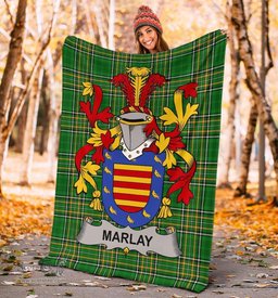 Scottish Marlay or O'Marley Coat of Arms Family Crest Ireland Blanket Irish National Tartan Irish County Blanket