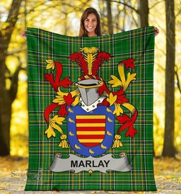 Scottish Marlay or O'Marley Coat of Arms Family Crest Ireland Blanket Irish National Tartan Irish County Blanket