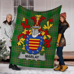 Scottish Marlay or O'Marley Coat of Arms Family Crest Ireland Blanket Irish National Tartan Irish County Blanket