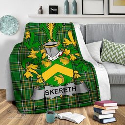 Scottish Skereth or Skerret Coat of Arms Family Crest Ireland Blanket Irish National Tartan Irish County Blanket