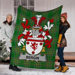 Scottish Bergin or O'Bergin Coat of Arms Family Crest Ireland Blanket Irish National Tartan Irish County Blanket