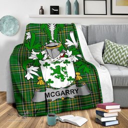 Scottish McGarry or Garry Coat of Arms Family Crest Ireland Blanket Irish National Tartan Irish County Blanket