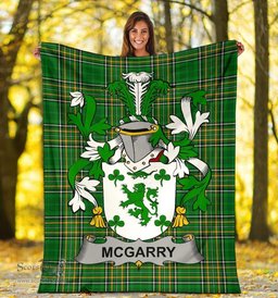 Scottish McGarry or Garry Coat of Arms Family Crest Ireland Blanket Irish National Tartan Irish County Blanket