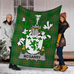 Scottish McGarry or Garry Coat of Arms Family Crest Ireland Blanket Irish National Tartan Irish County Blanket
