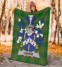 Scottish Usher Coat of Arms Family Crest Ireland Blanket Irish National Tartan Irish County Blanket