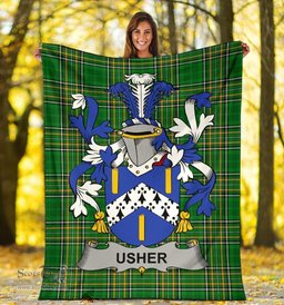 Scottish Usher Coat of Arms Family Crest Ireland Blanket Irish National Tartan Irish County Blanket