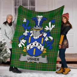 Scottish Usher Coat of Arms Family Crest Ireland Blanket Irish National Tartan Irish County Blanket
