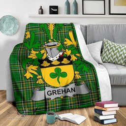 Scottish Grehan or O'Greaghan Coat of Arms Family Crest Ireland Blanket Irish National Tartan Irish County Blanket