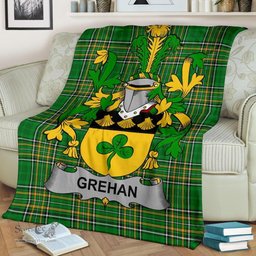 Scottish Grehan or O'Greaghan Coat of Arms Family Crest Ireland Blanket Irish National Tartan Irish County Blanket