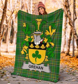 Scottish Grehan or O'Greaghan Coat of Arms Family Crest Ireland Blanket Irish National Tartan Irish County Blanket