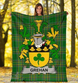 Scottish Grehan or O'Greaghan Coat of Arms Family Crest Ireland Blanket Irish National Tartan Irish County Blanket