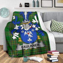Scottish Faulkner Coat of Arms Family Crest Ireland Blanket Irish National Tartan Irish County Blanket