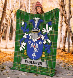 Scottish Faulkner Coat of Arms Family Crest Ireland Blanket Irish National Tartan Irish County Blanket