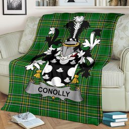Scottish Conolly or O'Conolly Coat of Arms Family Crest Ireland Blanket Irish National Tartan Irish County Blanket