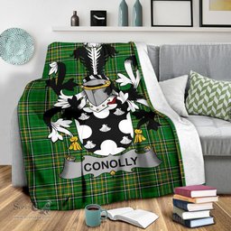 Scottish Conolly or O'Conolly Coat of Arms Family Crest Ireland Blanket Irish National Tartan Irish County Blanket
