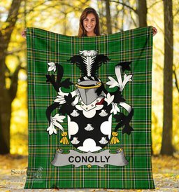Scottish Conolly or O'Conolly Coat of Arms Family Crest Ireland Blanket Irish National Tartan Irish County Blanket