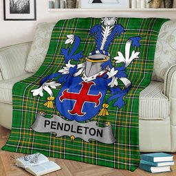 Scottish Pendleton Coat of Arms Family Crest Ireland Blanket Irish National Tartan Irish County Blanket