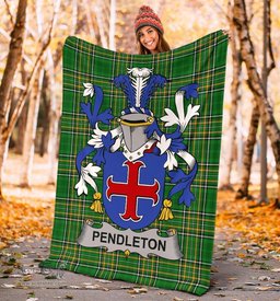 Scottish Pendleton Coat of Arms Family Crest Ireland Blanket Irish National Tartan Irish County Blanket