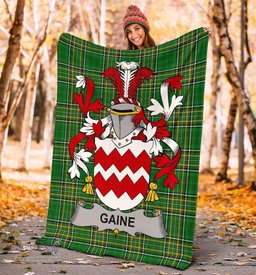 Scottish Gaine or Gainey Coat of Arms Family Crest Ireland Blanket Irish National Tartan Irish County Blanket