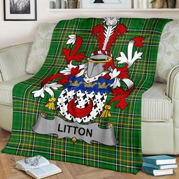 Scottish Litton Coat of Arms Family Crest Ireland Blanket Irish National Tartan Irish County Blanket