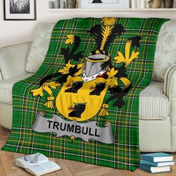 Scottish Trumbull or Turnbull Coat of Arms Family Crest Ireland Blanket Irish National Tartan Irish County Blanket