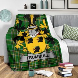 Scottish Trumbull or Turnbull Coat of Arms Family Crest Ireland Blanket Irish National Tartan Irish County Blanket