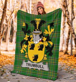 Scottish Trumbull or Turnbull Coat of Arms Family Crest Ireland Blanket Irish National Tartan Irish County Blanket