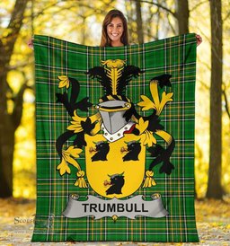 Scottish Trumbull or Turnbull Coat of Arms Family Crest Ireland Blanket Irish National Tartan Irish County Blanket