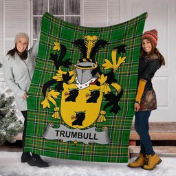 Scottish Trumbull or Turnbull Coat of Arms Family Crest Ireland Blanket Irish National Tartan Irish County Blanket