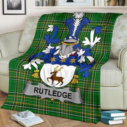 Scottish Rutledge Coat of Arms Family Crest Ireland Blanket Irish National Tartan Irish County Blanket