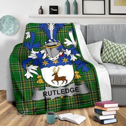 Scottish Rutledge Coat of Arms Family Crest Ireland Blanket Irish National Tartan Irish County Blanket