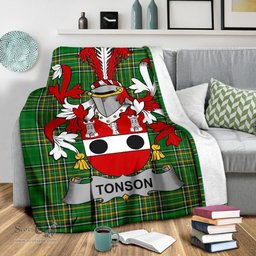 Scottish Tonson Coat of Arms Family Crest Ireland Blanket Irish National Tartan Irish County Blanket