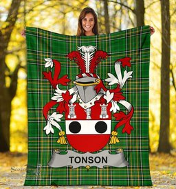 Scottish Tonson Coat of Arms Family Crest Ireland Blanket Irish National Tartan Irish County Blanket