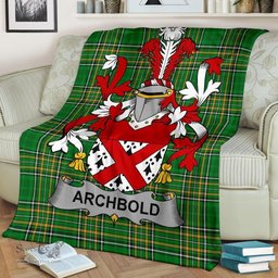 Scottish Archbold Coat of Arms Family Crest Ireland Blanket Irish National Tartan Irish County Blanket